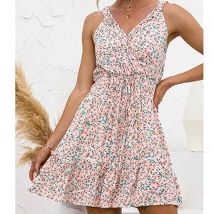 Pink floral with white dress